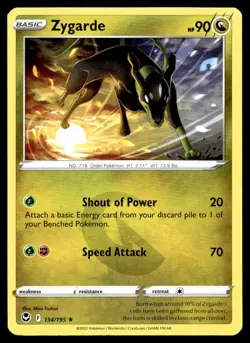 Zygarde 134/195 Pokemon Card Silver Tempest Rare 90 HP Lightly Played SO - Image 1