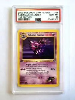 Pokemon PSA 10 GEM MINT 1st Ed 2000 English Gym Heroes Sabrina's Haunter #58 - Image 1