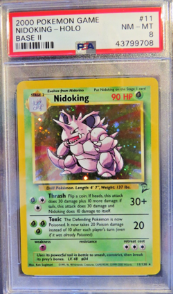Pokemon Base Set 2 11 Nidoking PSA 8 NM-Mint - Image 1