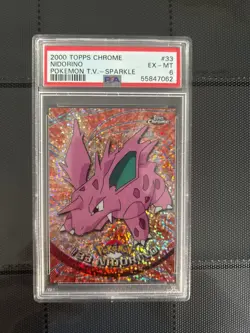 Pokemon Topps Chrome Nidorino 33 Sparkle PSA 6 - Image 1