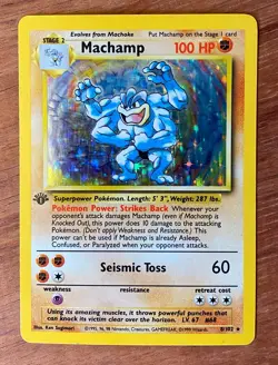 Pokemon TCG 1st Edition Machamp Base Set 8/102 Holo Rare Unlimited Vintage - Image 1