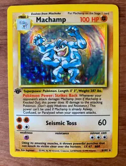 Pokemon TCG 1st Edition Machamp Base Set 8/102 Holo Rare Unlimited Vintage - Image 2