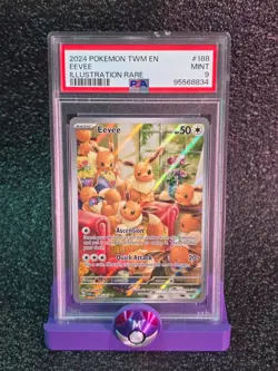 [Dent at top] POKEMON TWILIGHT MASQUERADE ILLUSTRATION RARE #188 EEVEE PSA 9 - Image 1