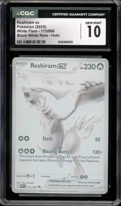 Pokemon TCG White Flare #173 Reshiram ex Black White Rare CGC 10 GEM MT - Image 1