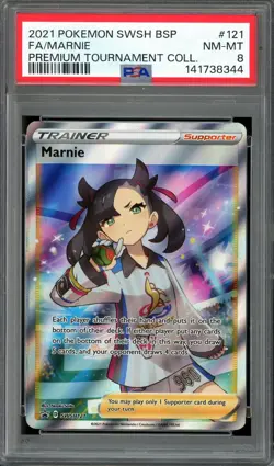 Pokemon TCG Marnie Premium Tournament Collection #121 Full Art Promo PSA 8 - Image 1