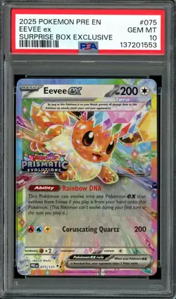Pokemon TCG Prismatic Evolutions Surprise Box #075 Eevee ex PSA 10 Stamped - Image 1
