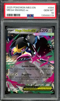 Pokemon TCG Mega Evolution #094 Mega Mawile ex PSA 10 GEM MT - Image 1