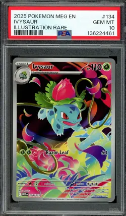 Pokemon TCG Mega Evolution #134 Ivysaur Illustration Rare PSA 10 GEM MT - Image 1