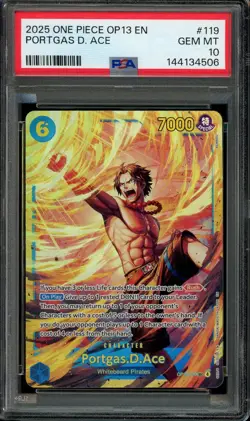 One Piece TCG OP13 EN Carrying on His Will #119 Portgas.D.Ace PSA 10 - Image 1