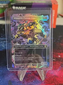 Leonardo, Cutting Edge (Borderless Foil) TMT MTG Ninja Turtles NM R0211 - Image 1