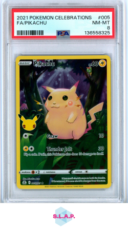 FA/PIKACHU POKEMON CELEBRATIONS 2021 005 PSA 8 - Image 1