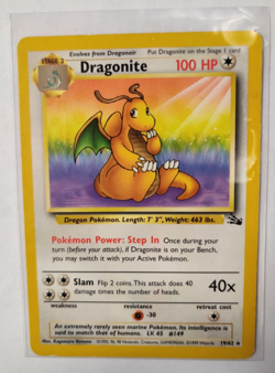 1999 Dragonite 19/62 Fossil Regular Pokemon Card - Image 1