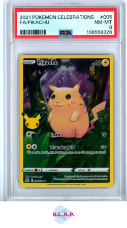 FA/PIKACHU POKEMON CELEBRATIONS 2021 005 PSA 8 - Image 1