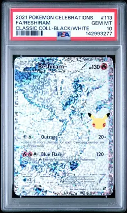 PSA 10 RESHIRAM 113/114 FULL ART CELEBRATIONS CLASSIC COLLECTION POKEMON 🔥 - Image 1