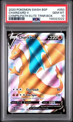 PSA 10 CHARIZARD V SWSH050 FULL ART BLACK STAR PROMO CHAMPIONS PATH POKEMON 🔥 - Image 1