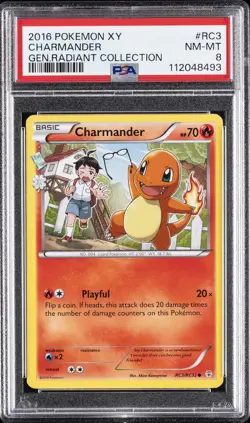 2016 POKEMON XY GENERATIONS RADIANT COLL #RC3 CHARMANDER PSA 8 - Image 1