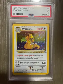 PSA EX 5 Pokemon TCG Dragonite Fossil 4 Holo Unlimited Holo Rare - Image 1