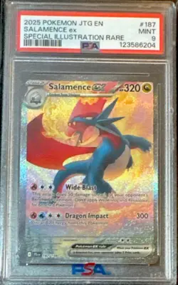 2025 POKEMON JOURNEY TOGETHER SPECIAL ILLUSTRATION RARE #187 SALAMENCE EX PSA 9 - Image 1