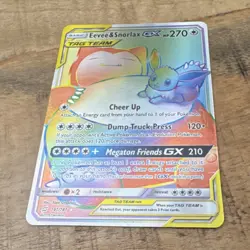 Pokemon Eevee & Snorlax GX TAG TEAM Secret Rare Holo SM-Team Up 191/181 270 HP - Image 1