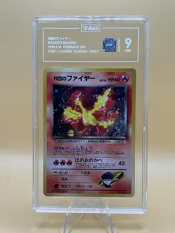 1998 Pokemon Japanese Gym 1 Leaders Stadium Rocket’s Moltres Holo TAG 9 - Image 1
