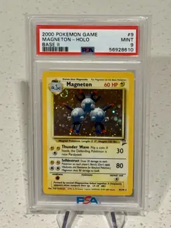 2000 Pokemon Magneton 9/130 Base Set 2 Rare Holo PSA 9 MINT SWIRL - Image 1