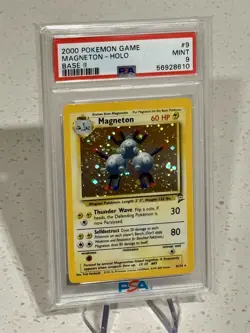2000 Pokemon Magneton 9/130 Base Set 2 Rare Holo PSA 9 MINT SWIRL - Image 3