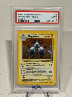 2000 Pokemon Magneton 9/130 Base Set 2 Rare Holo PSA 9 MINT SWIRL - Image 5