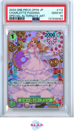 CHARLOTTE PUDDING SPECI4L ALT ART ONE PIECE JAP OP08-TWO LEGENDS 2024 112 PSA 10 - Image 1