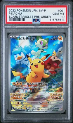 Pikachu 001/SV-P Scarlet & Violet Pre-order Sv Promo Pokemon Japanese PSA 10 - Image 1