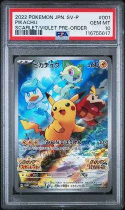 Pikachu 001/SV-P Scarlet & Violet Pre-order Sv Promo Pokemon Japanese PSA 10 - Image 1