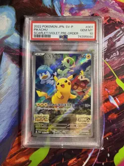 PSA 10 Pikachu 001/SV-P Promo Pre-Order Scarlet & Violet Pokemon Card Japanese - Image 1