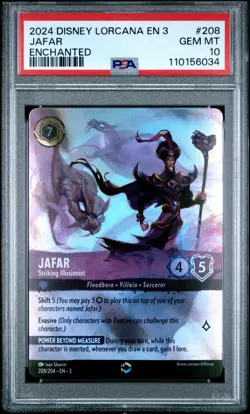 2024 DISNEY LORCANA EN 3-INTO THE INKLANDS #208 JAFAR ENCHANTED PSA 10 - Image 1