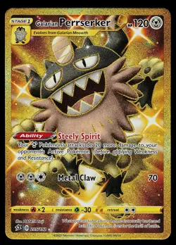 Pokemon Card Rebel Clash Galarian Perrserker 205/192 Secret Rare - Image 1