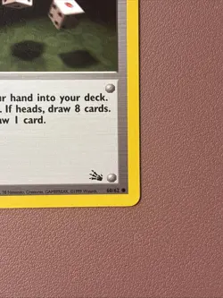 Pokemon TCG Fossil Trainer Gambler Common Card 1st Edition 60/62 LP Condition - Image 2