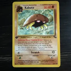 1st Edition Kabuto 50/62 Fossil Set Rare Vintage 1999 Pokemon Card - NM - Image 1