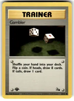Pokemon Cards Gambler 60/62 1st Edition Fossil WOTC Common NM - Image 1