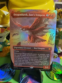 Magic The Gathering Dragonhawk, Fate's Tempest Borderless Bloomburrow Foil #291 - Image 1