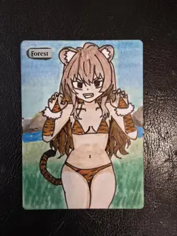 Magic MTG Altered Forest / Land Card | Original Hand Drawn & Color Anime Girl - Image 1