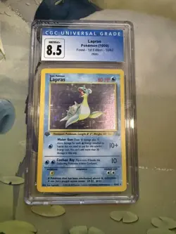 CGC 8.5 Lapras 1st Edition Fossil Holo Unlimited Rare Card 10/62 1999 Pokemon - Image 1