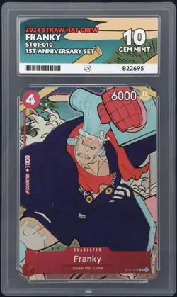 Franky ST01-010 - 1st Anniversary Set Bandai Promo One Piece ACE 10 Graded Card - Image 1