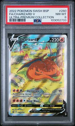 Pokemon TCG Charizard v SWSH260 Promo Card PSA 8 - Image 1
