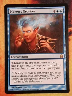 Magic: The Gathering Memory Erosion Commander Rare Enchantment Blue Howard Lyon - Image 1