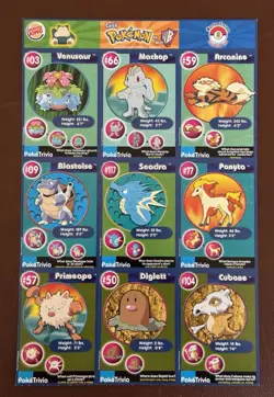 POKEMON Trivia 1999 Burger King Master Trainer Collector Set COMPLETE UNCUT 1-20 - Image 4