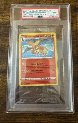 2022 P.M BLACK STAR PROMO SP DELIVERY CHARIZARD POKEMON CENTER PSA 9 CELLO PACK - Image 1