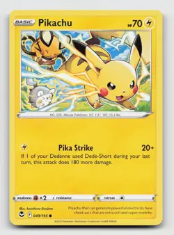 Pikachu Silver Tempest 049/195 Regular Common Pokemon TCG - Image 1