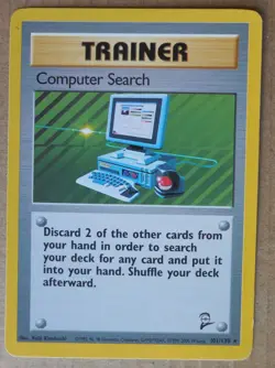 Computer Search 101/130 Rare Non-Holo Base 2 Set Pokemon Trainer Card LP - Image 1
