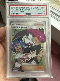 2019 POKEMON SUN & MOON HIDDEN FATES #68 FULL ART/JESSIE & JAMES PSA 10 - Image 1