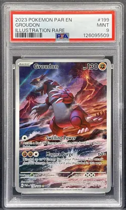 2023 POKEMON PAR EN-PARADOX RIFT ILLUSTRATION RARE #199 GROUDON PSA 9 - Image 1