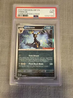 2023 POKEMON OBF EN-OBSIDIAN FLAMES GAMESTOP EXCLUSIVE #130 UMBREON PSA 9 - Image 1