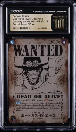 2025 ONE PIECE JPN CARRYING ON HIS WILL WANTED AA PORTGAS D. ACE CGC 10 PRISTINE - Image 1
